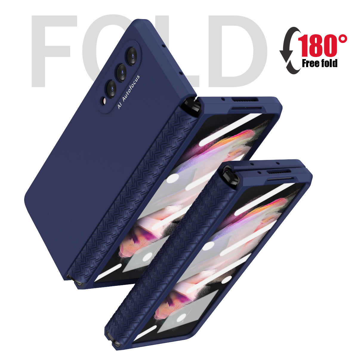 Shockproof PC Back Panel + TPU Hinge Flipping Phone Case Cover for Samsung Galaxy Z Fold3 5G