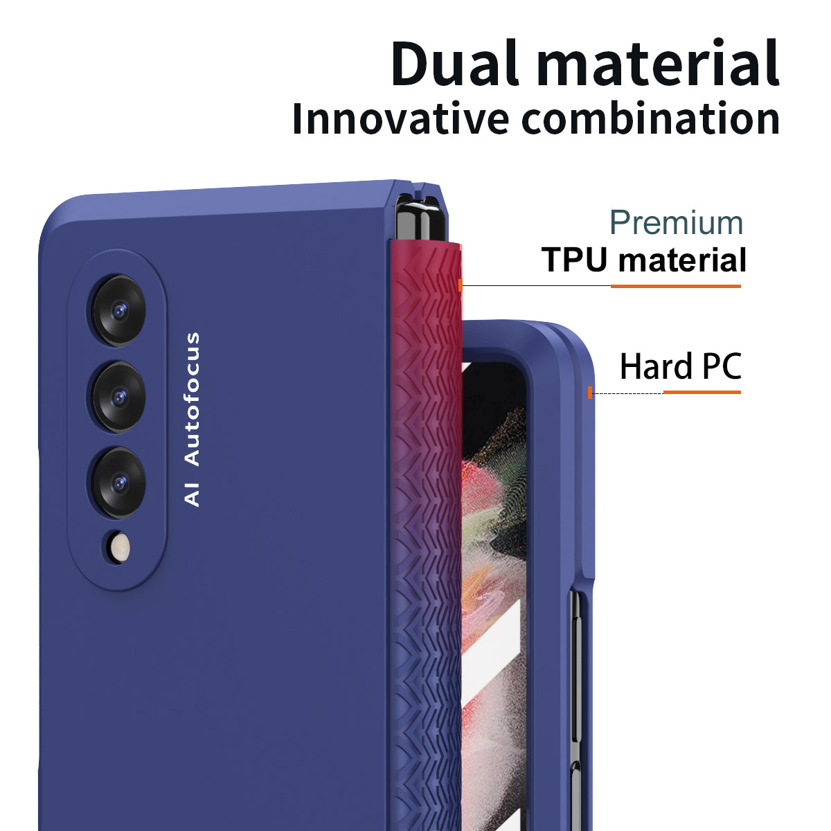 Shockproof PC Back Panel + TPU Hinge Flipping Phone Case Cover for Samsung Galaxy Z Fold3 5G