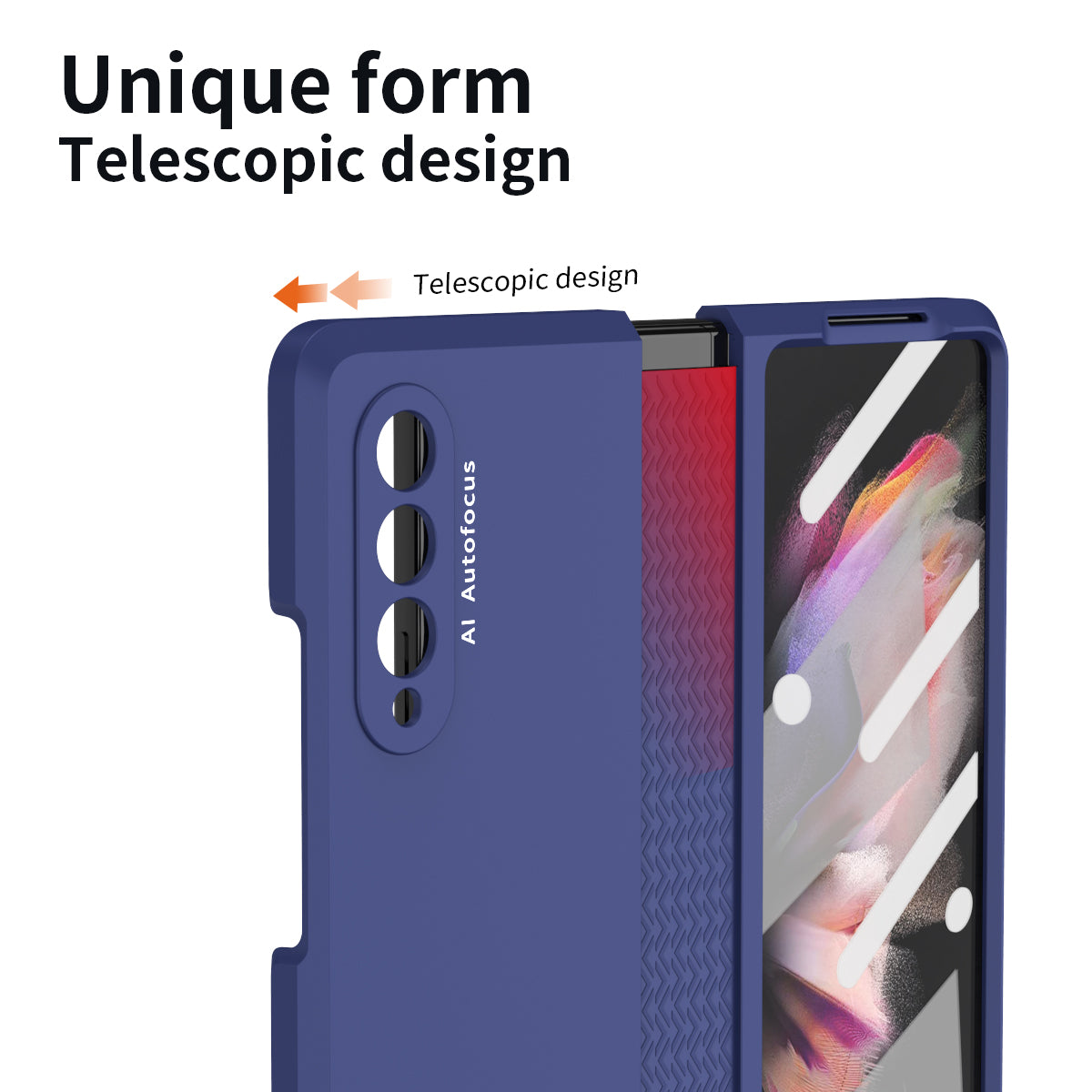 Shockproof PC Back Panel + TPU Hinge Flipping Phone Case Cover for Samsung Galaxy Z Fold3 5G