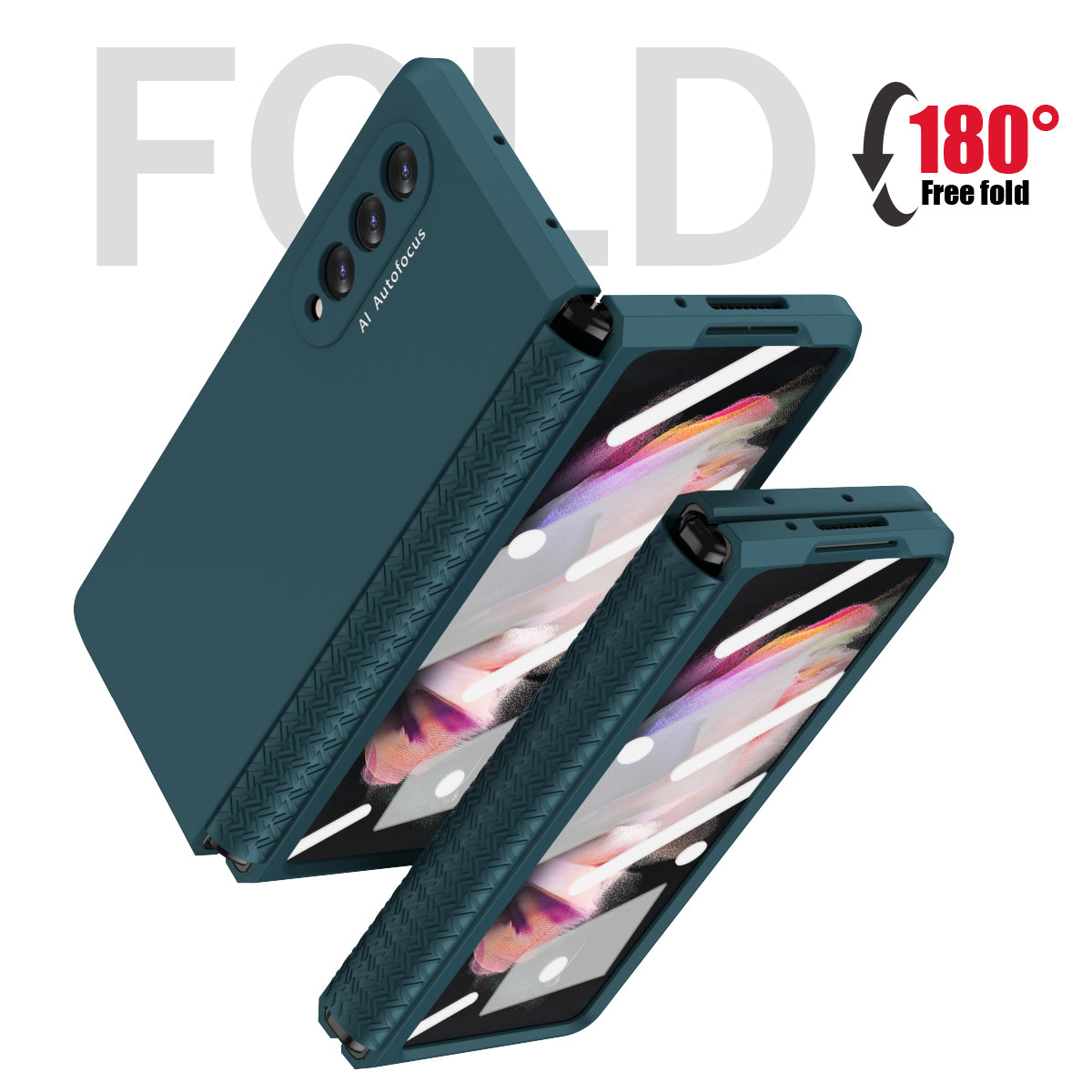 Shockproof PC Back Panel + TPU Hinge Flipping Phone Case Cover for Samsung Galaxy Z Fold3 5G
