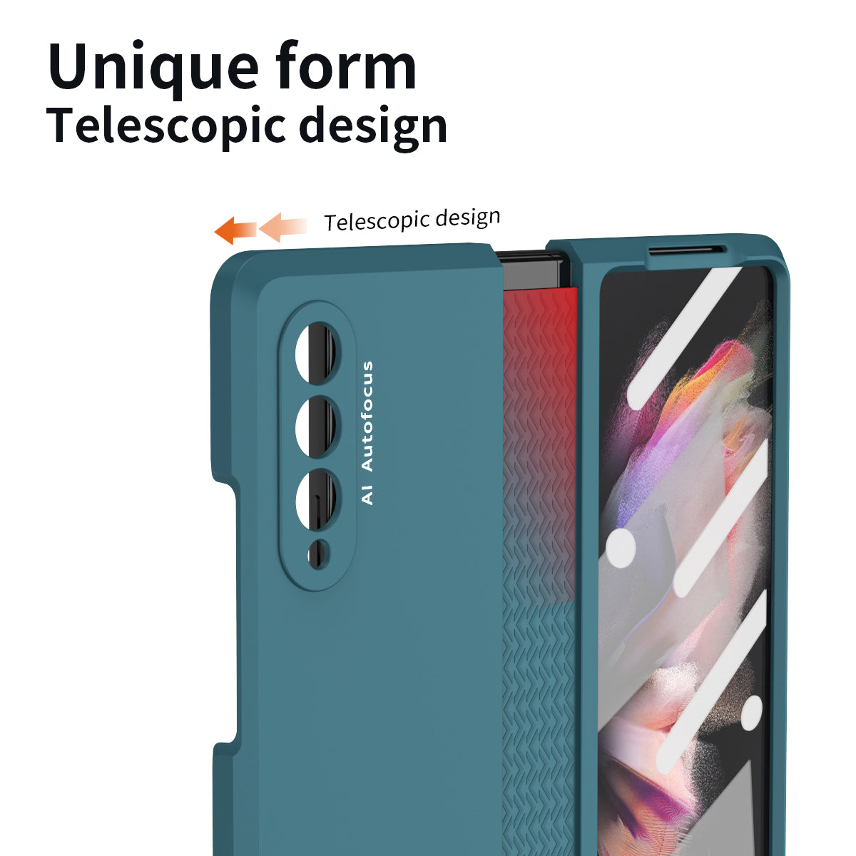 Shockproof PC Back Panel + TPU Hinge Flipping Phone Case Cover for Samsung Galaxy Z Fold3 5G