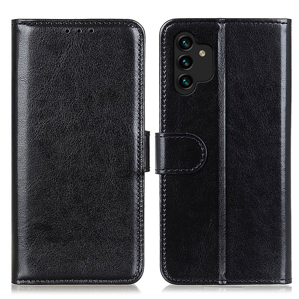 For Samsung Galaxy A13 4G Flip Wallet Crazy Horse Texture PU Leather Cover Magnetic Soft TPU Folding Stand Case