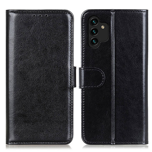 For Samsung Galaxy A13 4G Flip Wallet Crazy Horse Texture PU Leather Cover Magnetic Soft TPU Folding Stand Case