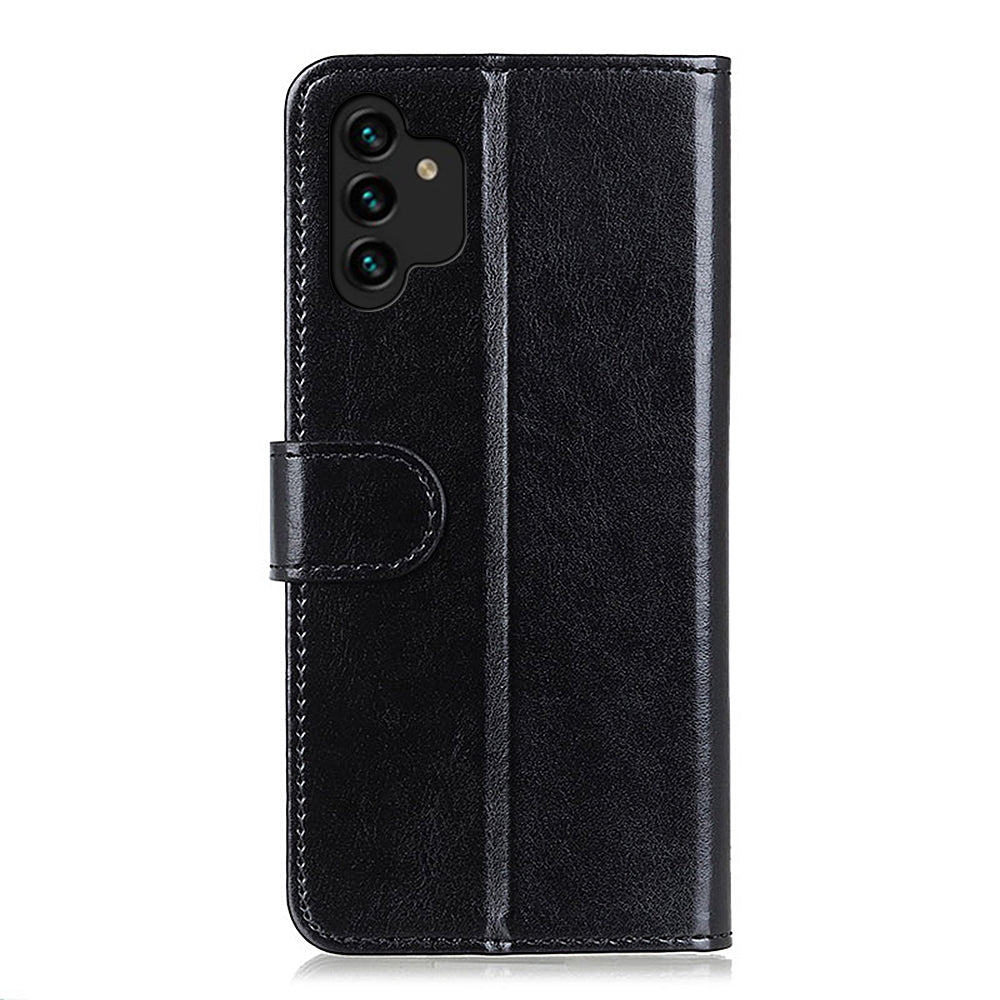 For Samsung Galaxy A13 4G Flip Wallet Crazy Horse Texture PU Leather Cover Magnetic Soft TPU Folding Stand Case
