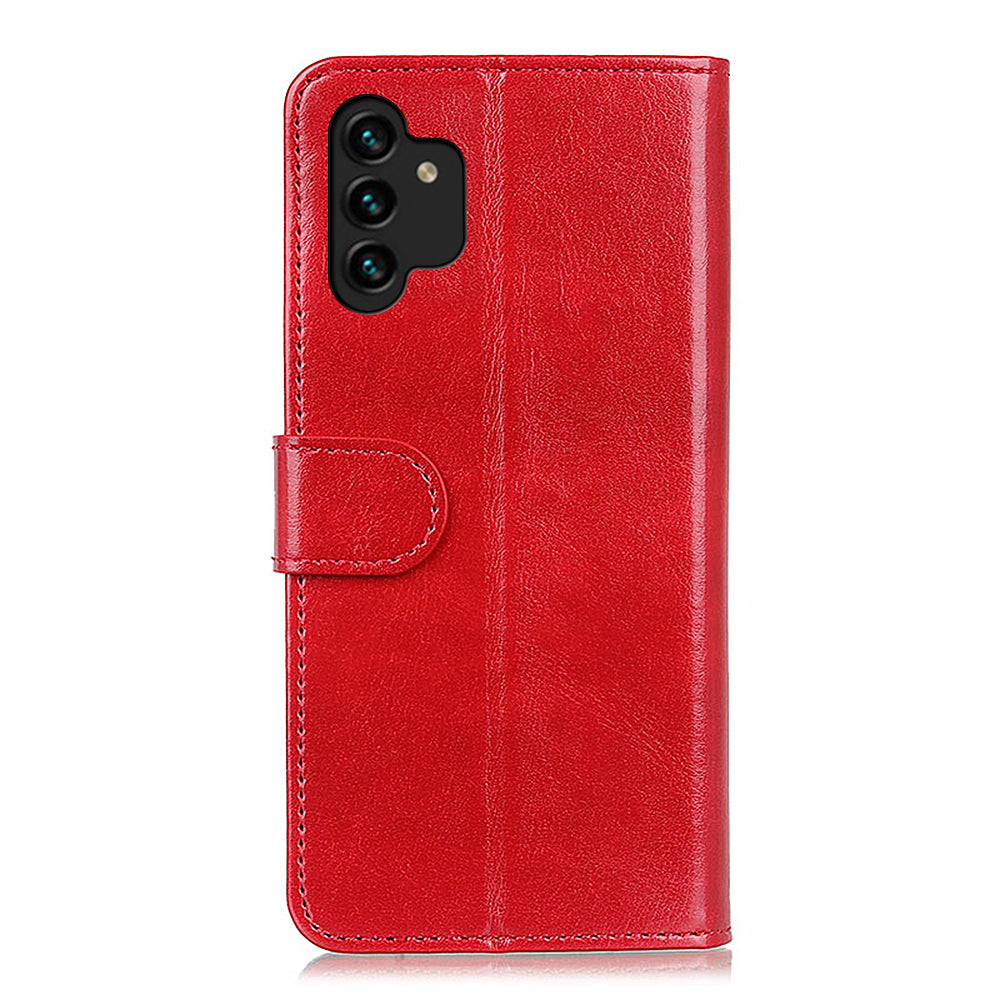 For Samsung Galaxy A13 4G Flip Wallet Crazy Horse Texture PU Leather Cover Magnetic Soft TPU Folding Stand Case