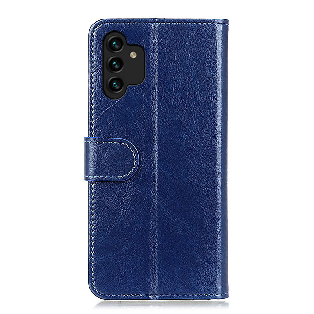For Samsung Galaxy A13 4G Flip Wallet Crazy Horse Texture PU Leather Cover Magnetic Soft TPU Folding Stand Case