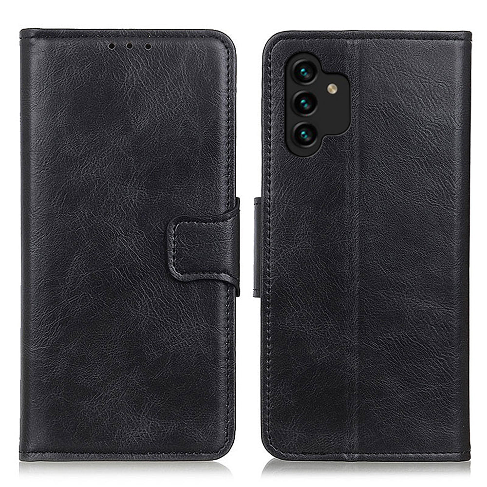 For Samsung Galaxy A13 4G Crazy Horse Texture Folio PU Leather Flip Case Wallet Stand All-Round Protection Phone Cover