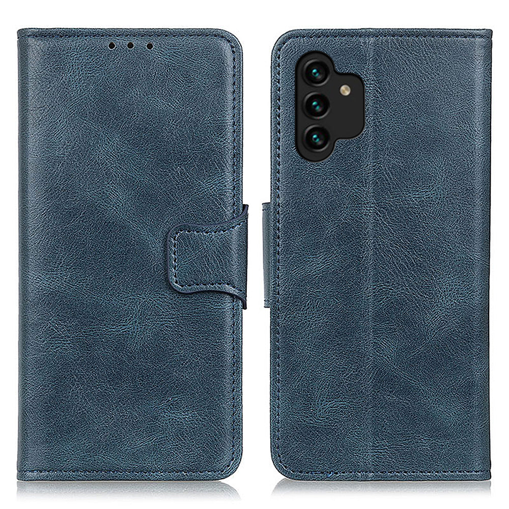 For Samsung Galaxy A13 4G Crazy Horse Texture Folio PU Leather Flip Case Wallet Stand All-Round Protection Phone Cover