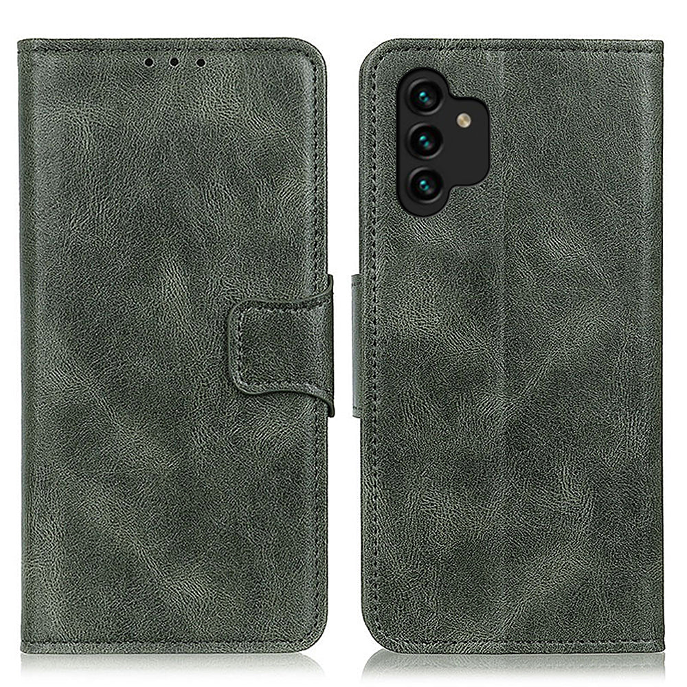 For Samsung Galaxy A13 4G Crazy Horse Texture Folio PU Leather Flip Case Wallet Stand All-Round Protection Phone Cover