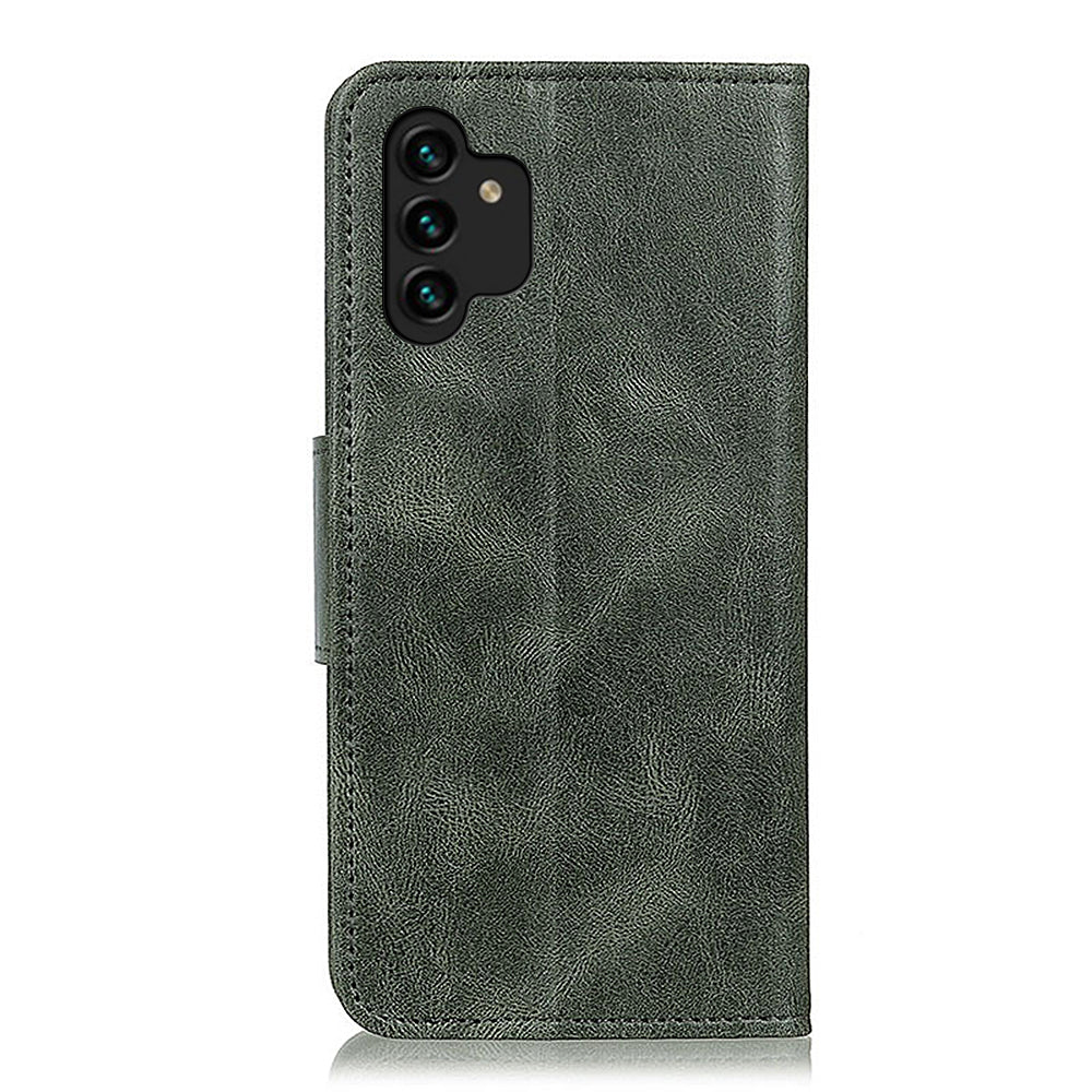 For Samsung Galaxy A13 4G Crazy Horse Texture Folio PU Leather Flip Case Wallet Stand All-Round Protection Phone Cover