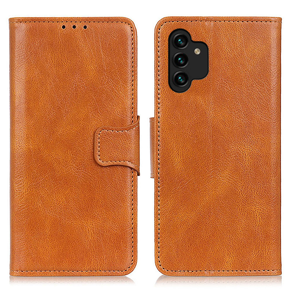 For Samsung Galaxy A13 4G Crazy Horse Texture Folio PU Leather Flip Case Wallet Stand All-Round Protection Phone Cover