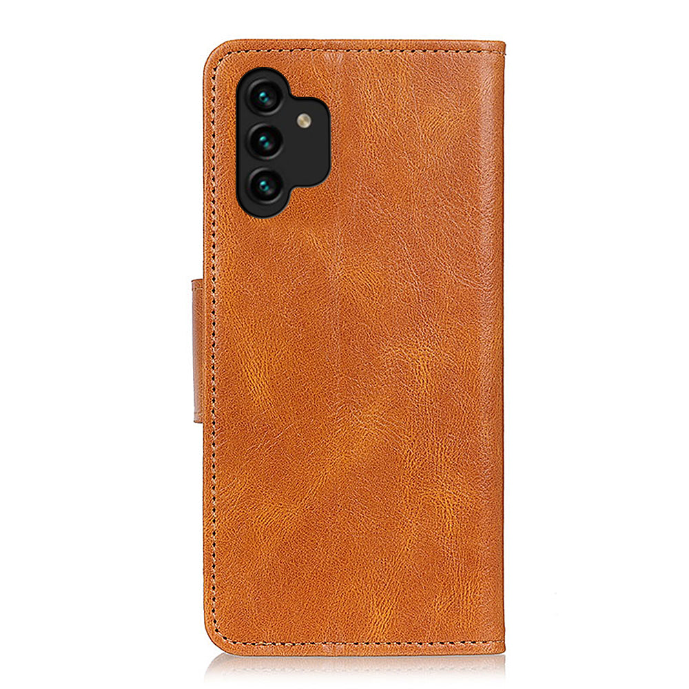 For Samsung Galaxy A13 4G Crazy Horse Texture Folio PU Leather Flip Case Wallet Stand All-Round Protection Phone Cover