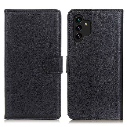 For Samsung Galaxy A13 4G Book Stand Classic Litchi Texture PU Leather Case Magnetic Closure Flip Wallet Cover