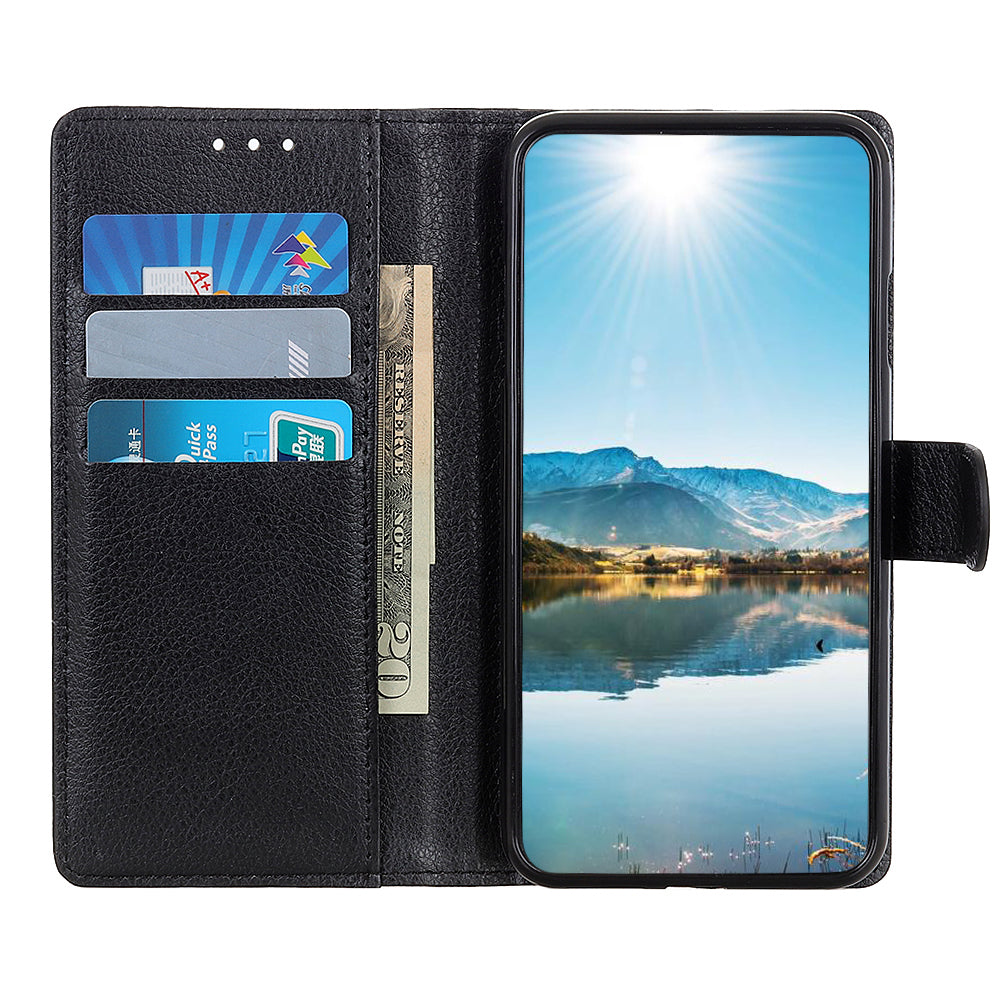 For Samsung Galaxy A13 4G Book Stand Classic Litchi Texture PU Leather Case Magnetic Closure Flip Wallet Cover