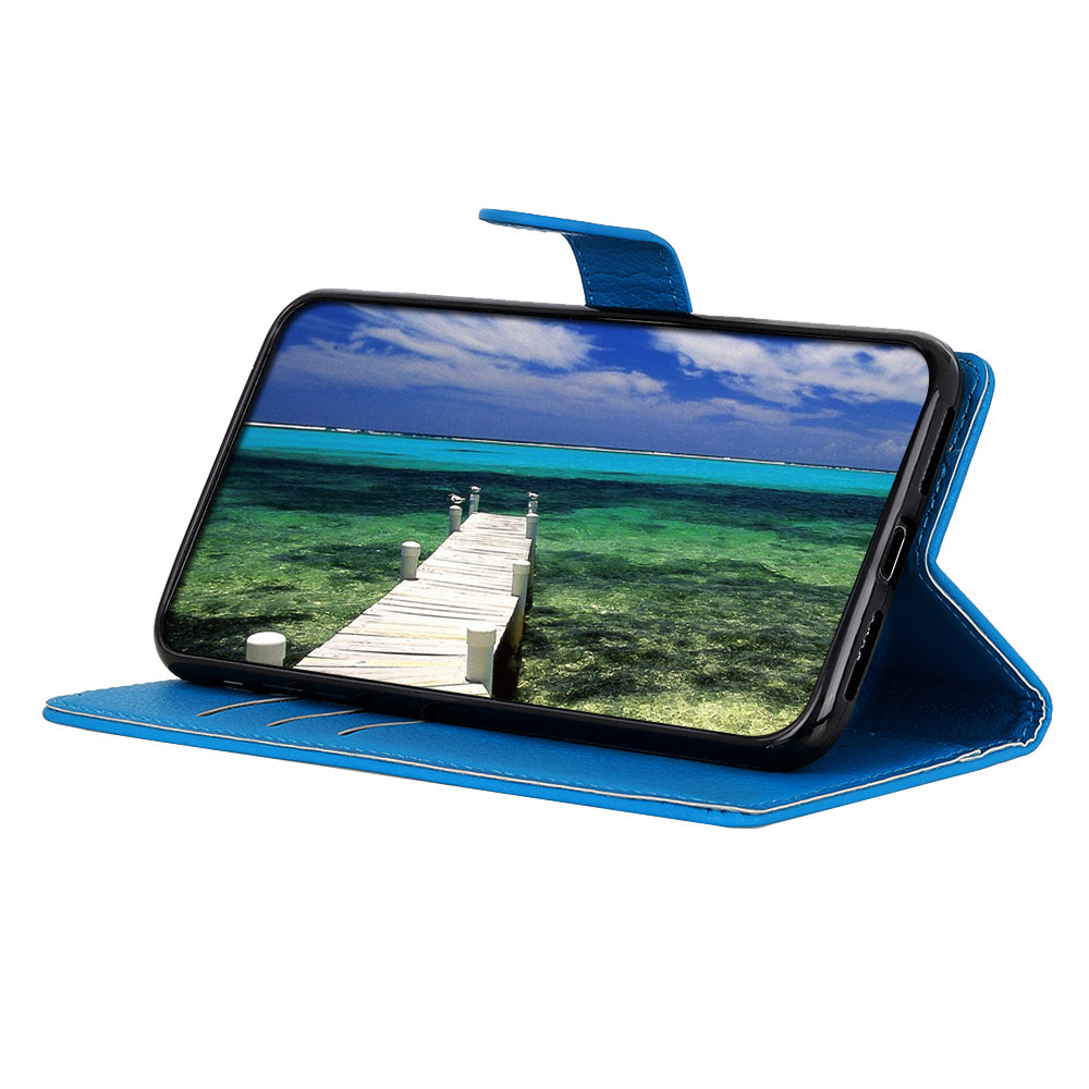 For Samsung Galaxy A13 4G Book Stand Classic Litchi Texture PU Leather Case Magnetic Closure Flip Wallet Cover