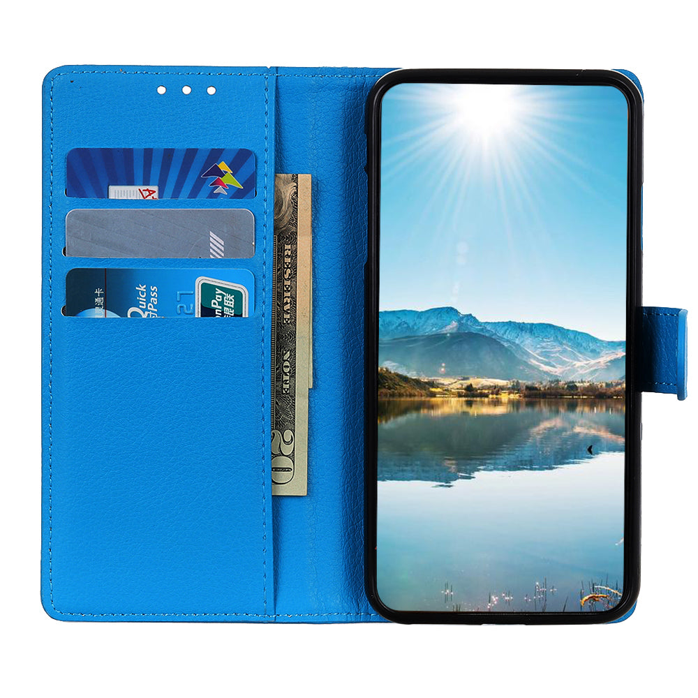 For Samsung Galaxy A13 4G Book Stand Classic Litchi Texture PU Leather Case Magnetic Closure Flip Wallet Cover