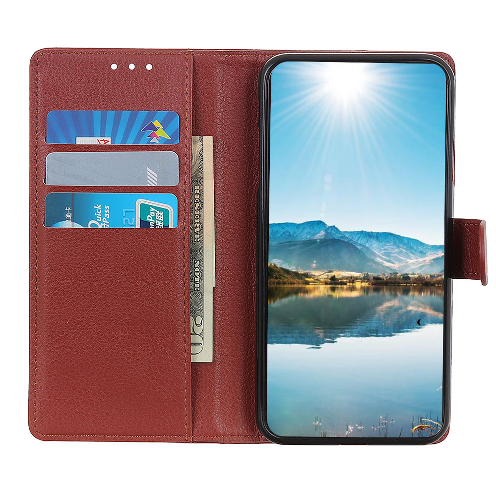 For Samsung Galaxy A13 4G Book Stand Classic Litchi Texture PU Leather Case Magnetic Closure Flip Wallet Cover