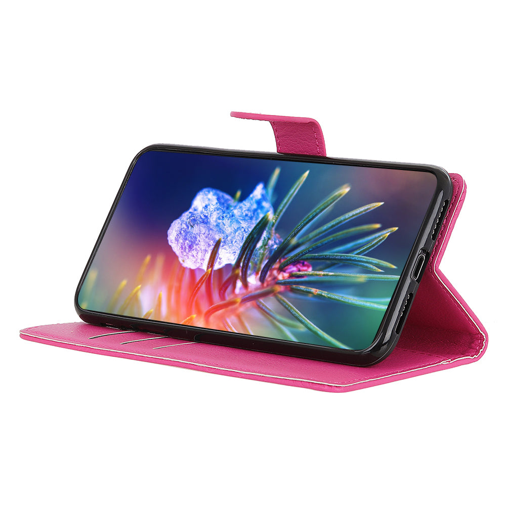 For Samsung Galaxy A13 4G Book Stand Classic Litchi Texture PU Leather Case Magnetic Closure Flip Wallet Cover