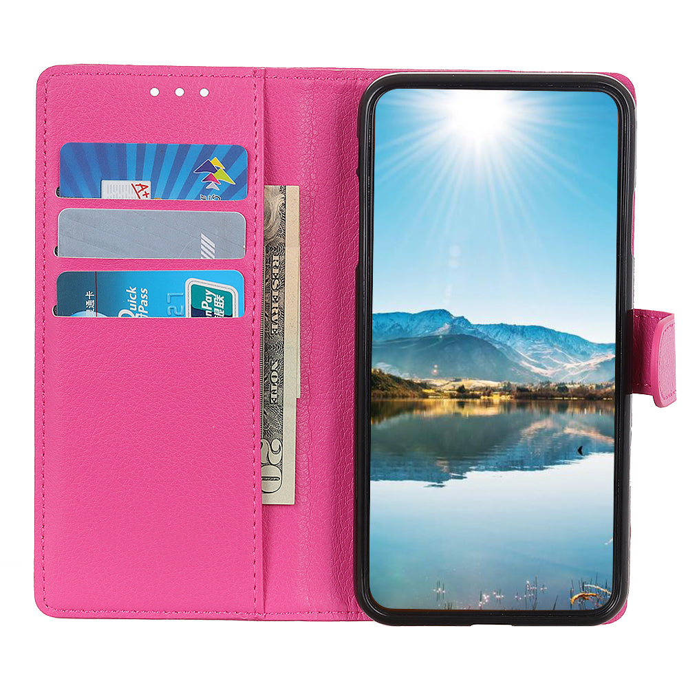 For Samsung Galaxy A13 4G Book Stand Classic Litchi Texture PU Leather Case Magnetic Closure Flip Wallet Cover