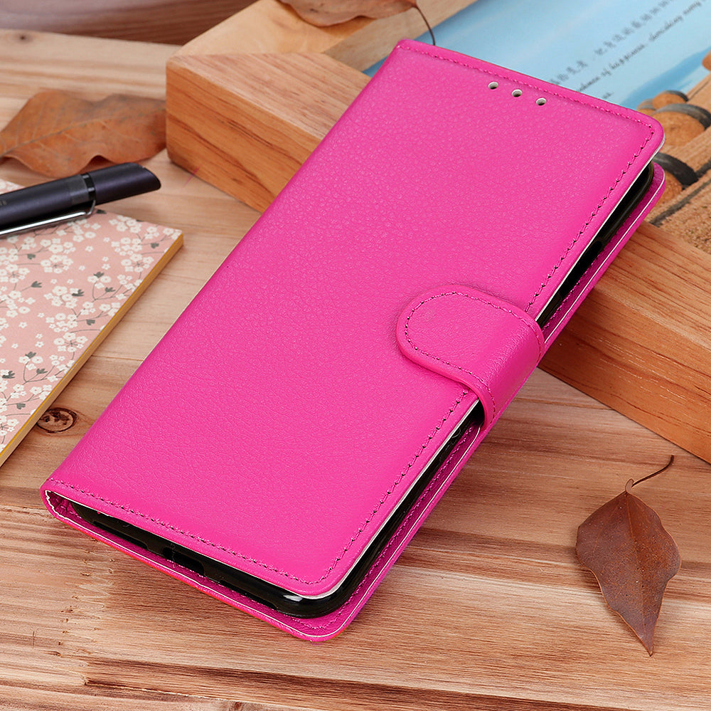 For Samsung Galaxy A13 4G Book Stand Classic Litchi Texture PU Leather Case Magnetic Closure Flip Wallet Cover