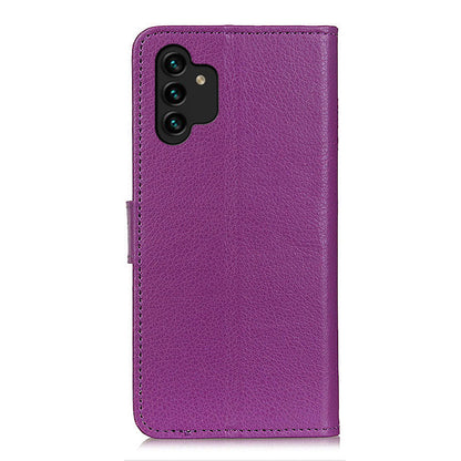 For Samsung Galaxy A13 4G Book Stand Classic Litchi Texture PU Leather Case Magnetic Closure Flip Wallet Cover