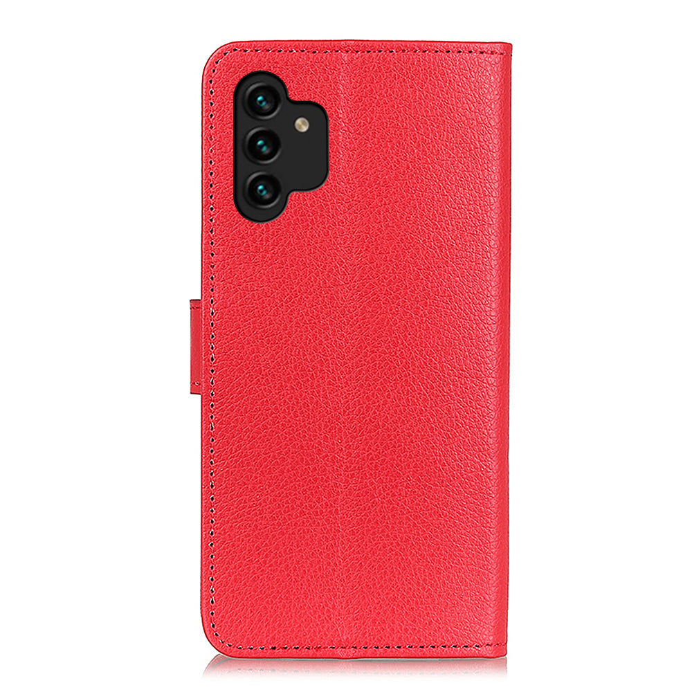 For Samsung Galaxy A13 4G Book Stand Classic Litchi Texture PU Leather Case Magnetic Closure Flip Wallet Cover