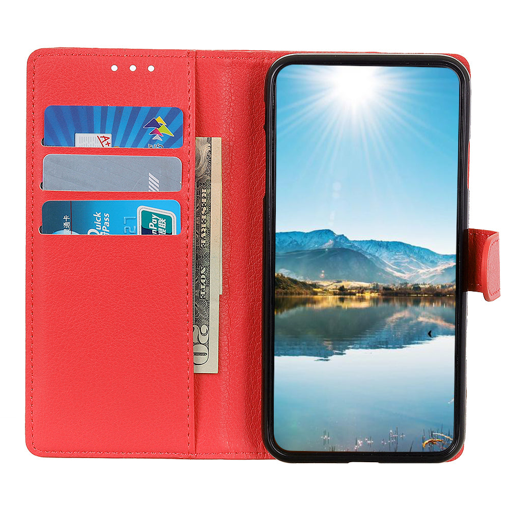 For Samsung Galaxy A13 4G Book Stand Classic Litchi Texture PU Leather Case Magnetic Closure Flip Wallet Cover