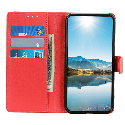 For Samsung Galaxy A13 4G Book Stand Classic Litchi Texture PU Leather Case Magnetic Closure Flip Wallet Cover