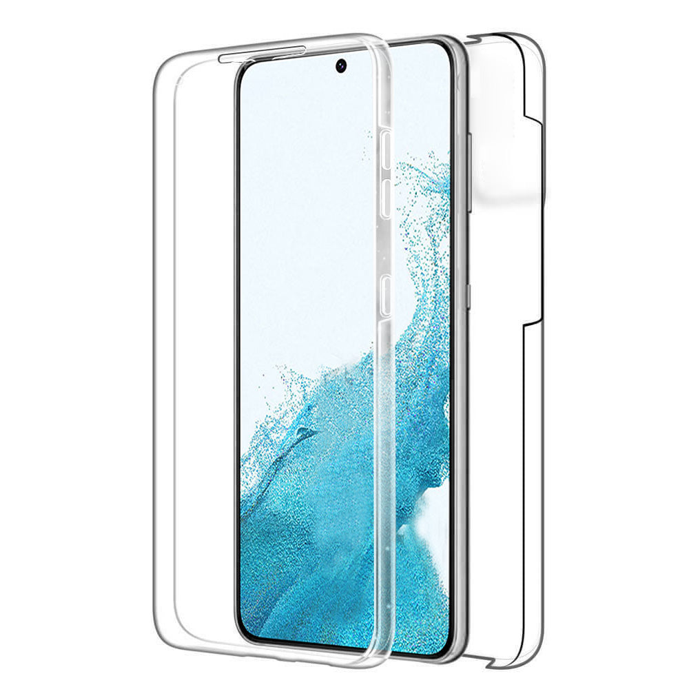 Scratch-resistant Phone Shell Clear 2-in-1 Hard PC Back+PET Front Cover+TPU Edge Hybrid Phone Case for Samsung Galaxy S22 5G