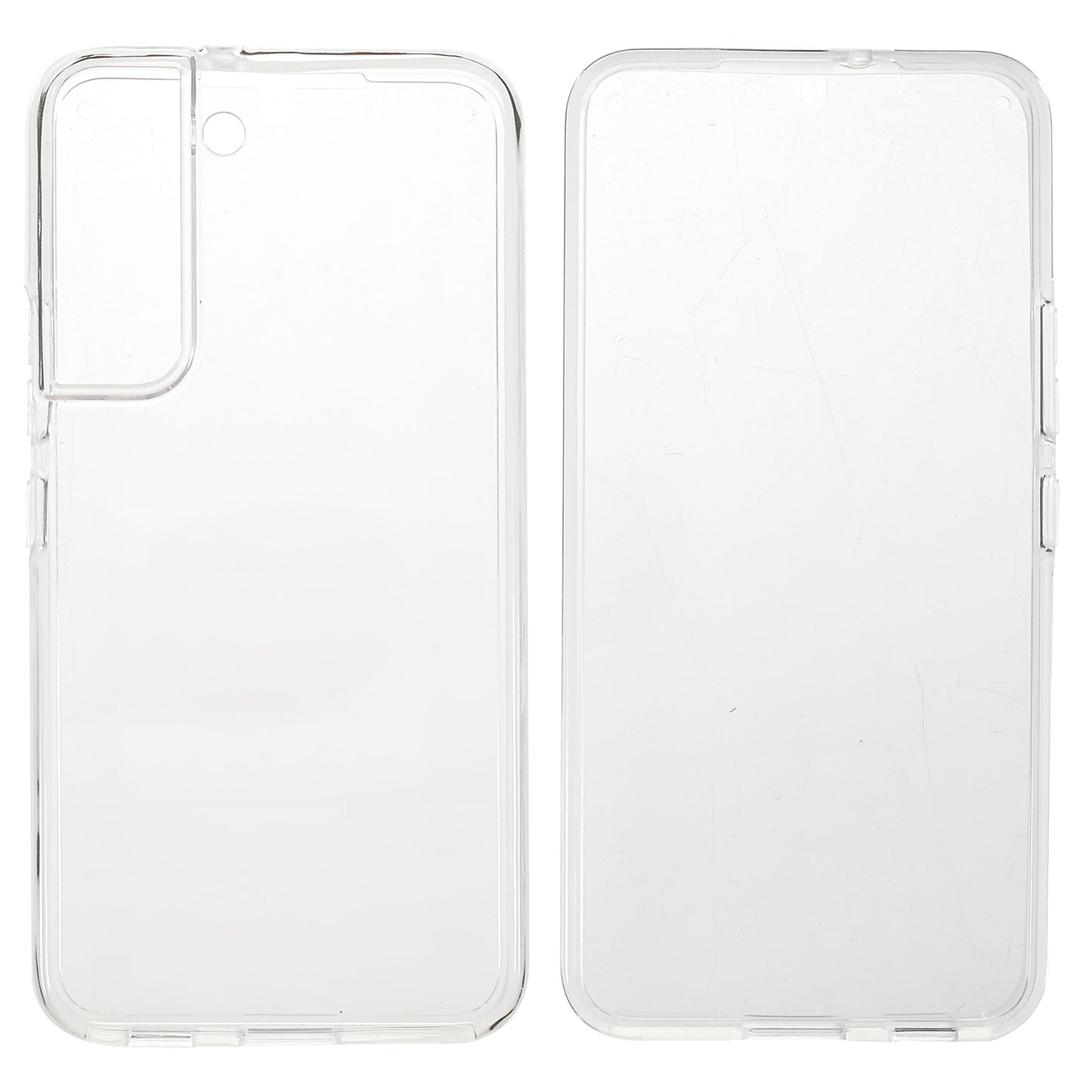 Scratch-resistant Phone Shell Clear 2-in-1 Hard PC Back+PET Front Cover+TPU Edge Hybrid Phone Case for Samsung Galaxy S22 5G