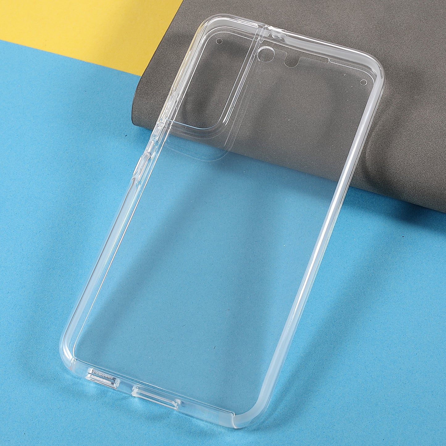 Scratch-resistant Phone Shell Clear 2-in-1 Hard PC Back+PET Front Cover+TPU Edge Hybrid Phone Case for Samsung Galaxy S22 5G