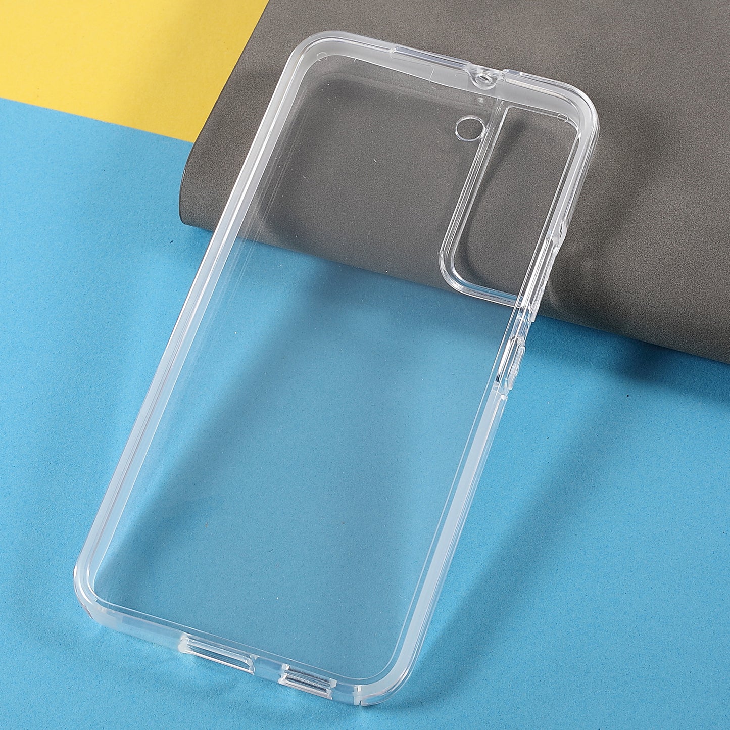 Scratch-resistant Phone Shell Clear 2-in-1 Hard PC Back+PET Front Cover+TPU Edge Hybrid Phone Case for Samsung Galaxy S22 5G