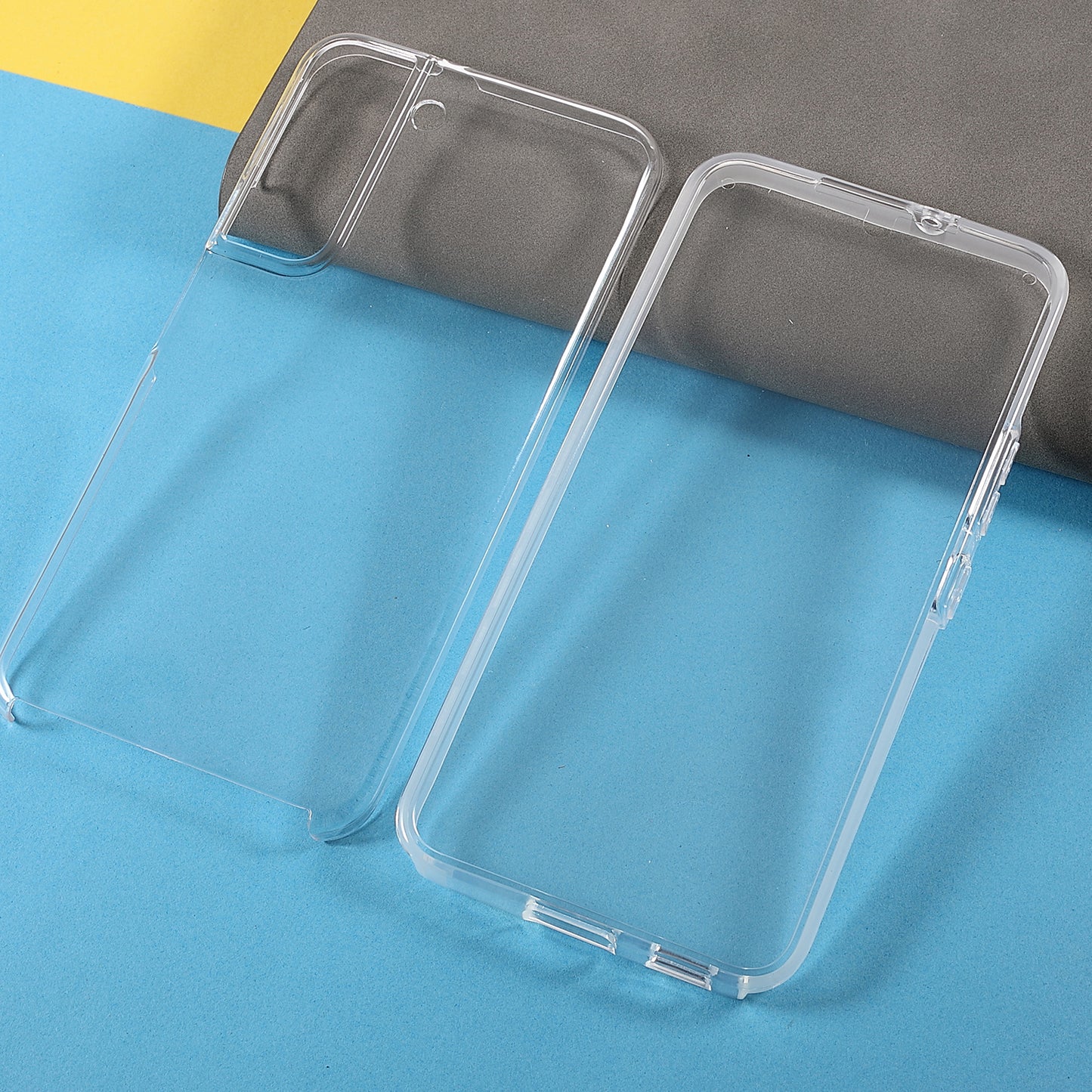 Scratch-resistant Phone Shell Clear 2-in-1 Hard PC Back+PET Front Cover+TPU Edge Hybrid Phone Case for Samsung Galaxy S22 5G
