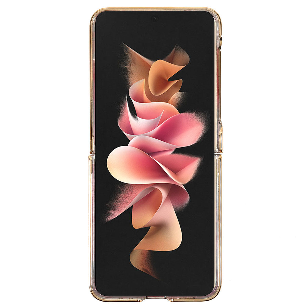 Rhinestone Decoration Stylish Electroplating Metal Ring Kickstand Design Folding Hard PC Case for Samsung Galaxy Z Flip3 5G