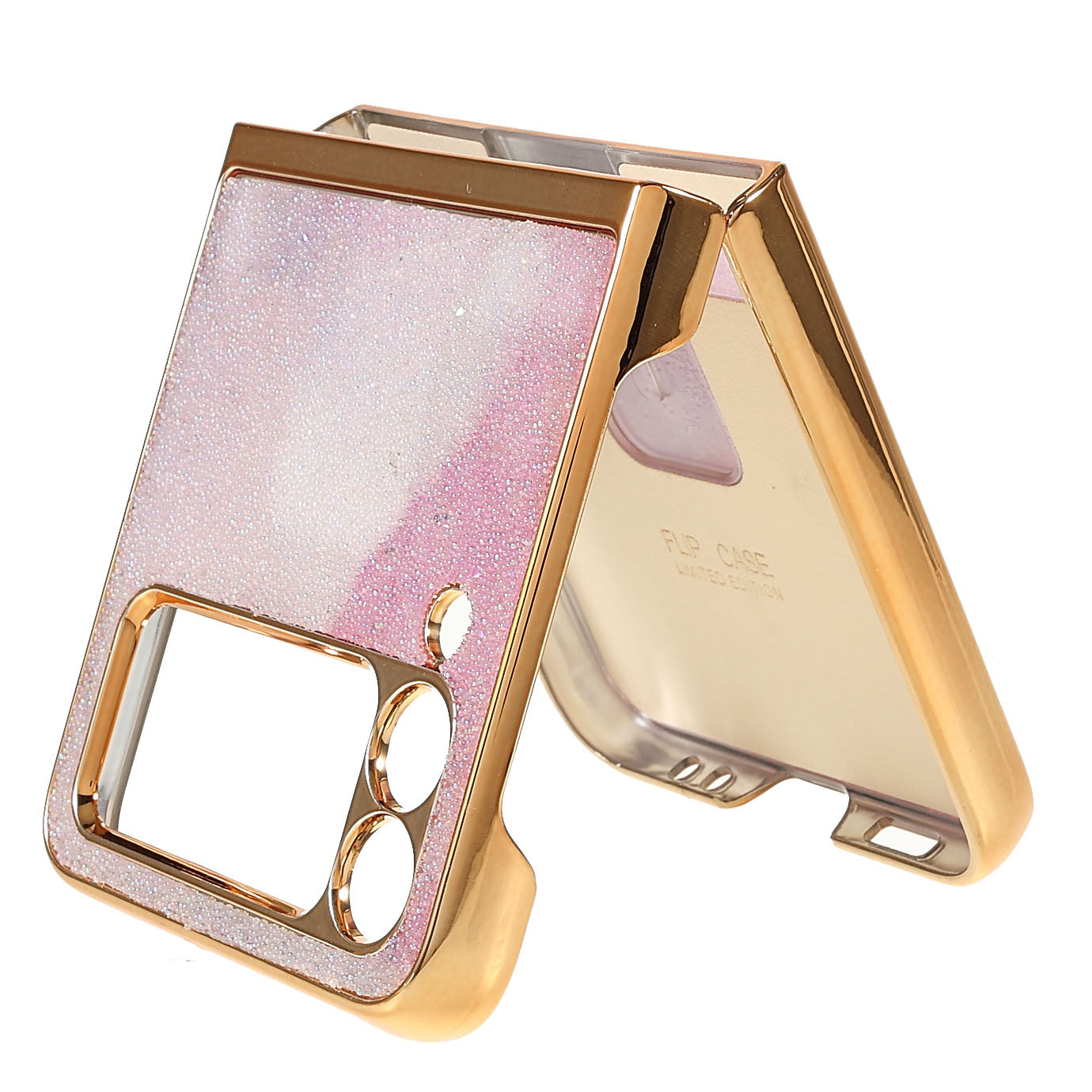 Rhinestone Decoration Stylish Electroplating Metal Ring Kickstand Design Folding Hard PC Case for Samsung Galaxy Z Flip3 5G
