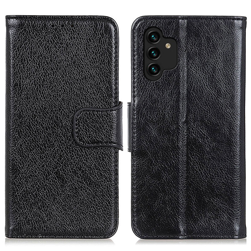 For Samsung Galaxy A13 4G Anti-scratch Nappa Texture Drop-proof Split Leather Cover + TPU Phone Stand Case Wallet Cover