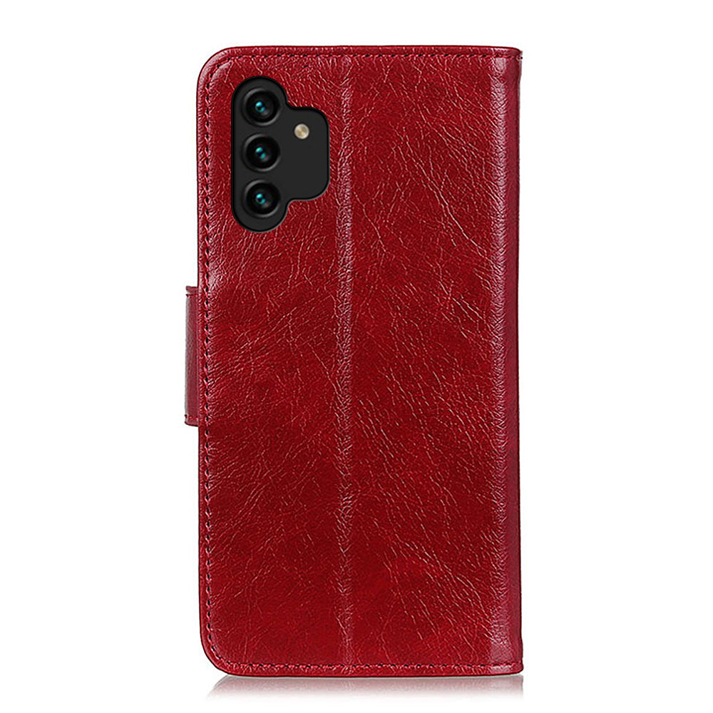 For Samsung Galaxy A13 4G Anti-scratch Nappa Texture Drop-proof Split Leather Cover + TPU Phone Stand Case Wallet Cover
