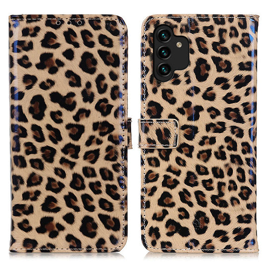 For Samsung Galaxy A13 4G Leopard Pattern Full Coverage PU Leather Magnetic Flip Cover Wallet Stand Phone Case