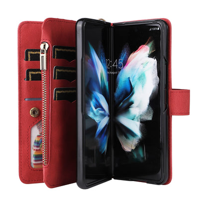 KT Multi-functional Series-2 Shockproof PU Leather  and TPU Phone Shell for Samsung Galaxy Z Fold3 5G, Multiple Card Slots Phone Stand Case