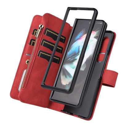 KT Multi-functional Series-2 Shockproof PU Leather  and TPU Phone Shell for Samsung Galaxy Z Fold3 5G, Multiple Card Slots Phone Stand Case