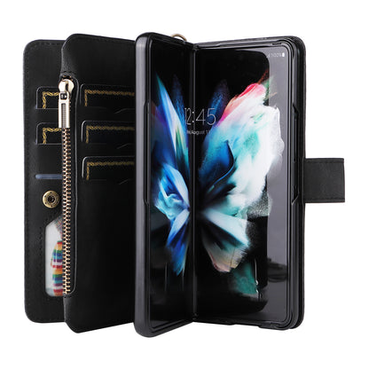 KT Multi-functional Series-2 Shockproof PU Leather  and TPU Phone Shell for Samsung Galaxy Z Fold3 5G, Multiple Card Slots Phone Stand Case