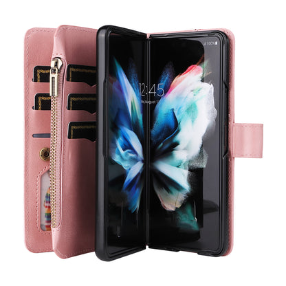 KT Multi-functional Series-2 Shockproof PU Leather  and TPU Phone Shell for Samsung Galaxy Z Fold3 5G, Multiple Card Slots Phone Stand Case