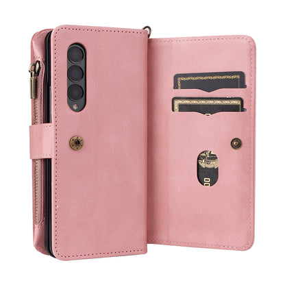 KT Multi-functional Series-2 Shockproof PU Leather  and TPU Phone Shell for Samsung Galaxy Z Fold3 5G, Multiple Card Slots Phone Stand Case
