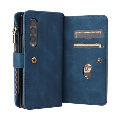 KT Multi-functional Series-2 Shockproof PU Leather  and TPU Phone Shell for Samsung Galaxy Z Fold3 5G, Multiple Card Slots Phone Stand Case