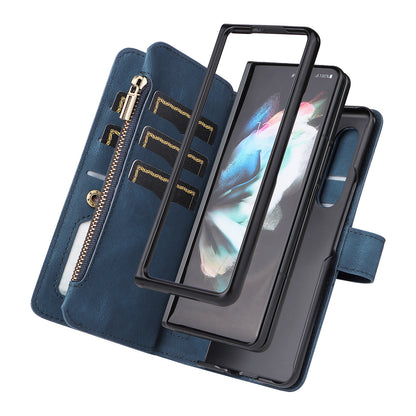 KT Multi-functional Series-2 Shockproof PU Leather  and TPU Phone Shell for Samsung Galaxy Z Fold3 5G, Multiple Card Slots Phone Stand Case