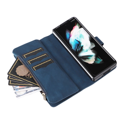 KT Multi-functional Series-2 Shockproof PU Leather  and TPU Phone Shell for Samsung Galaxy Z Fold3 5G, Multiple Card Slots Phone Stand Case