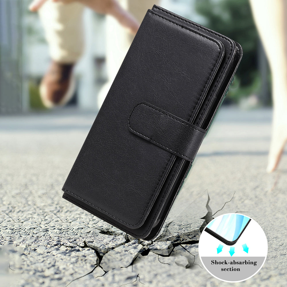 For Samsung Galaxy Z Fold3 5G KT Multi-functional Series-1  Fall-resistant 10 Card Slots Design Foldable Stand Leather Phone Cover Wallet Shell