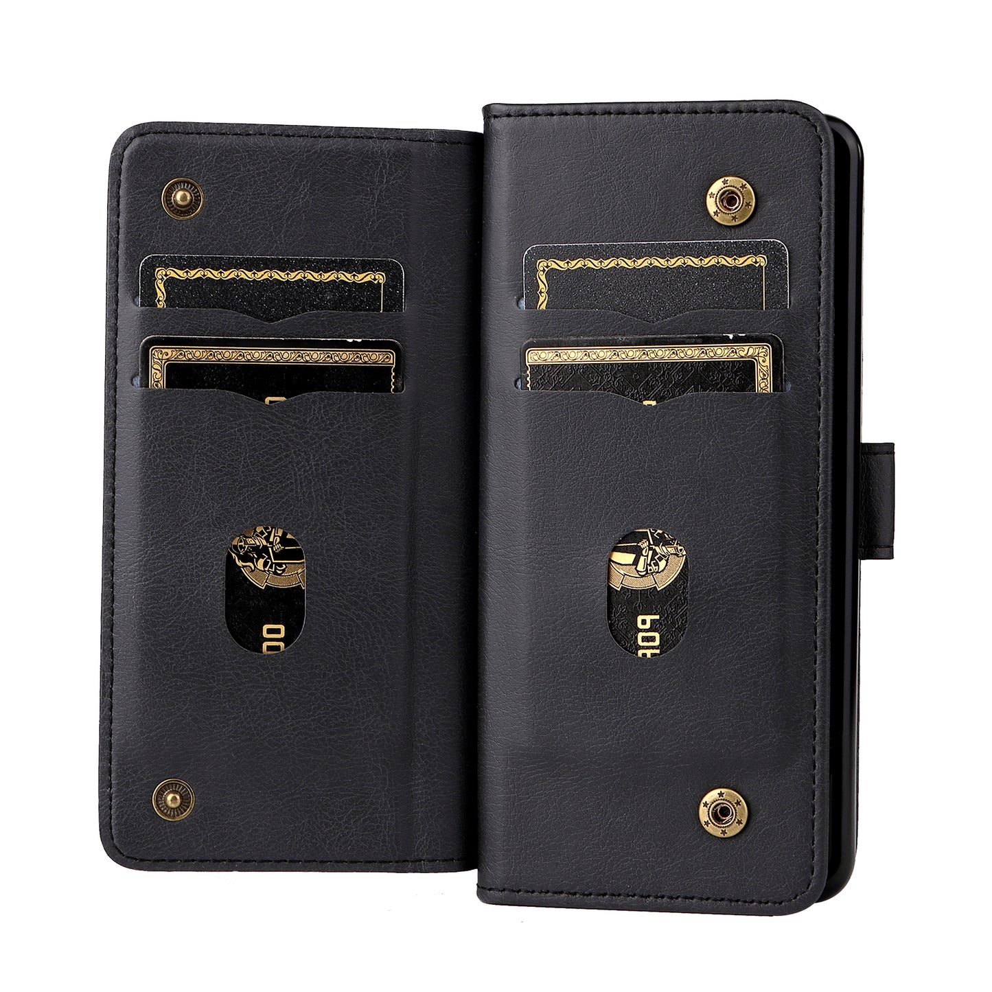For Samsung Galaxy Z Fold3 5G KT Multi-functional Series-1  Fall-resistant 10 Card Slots Design Foldable Stand Leather Phone Cover Wallet Shell