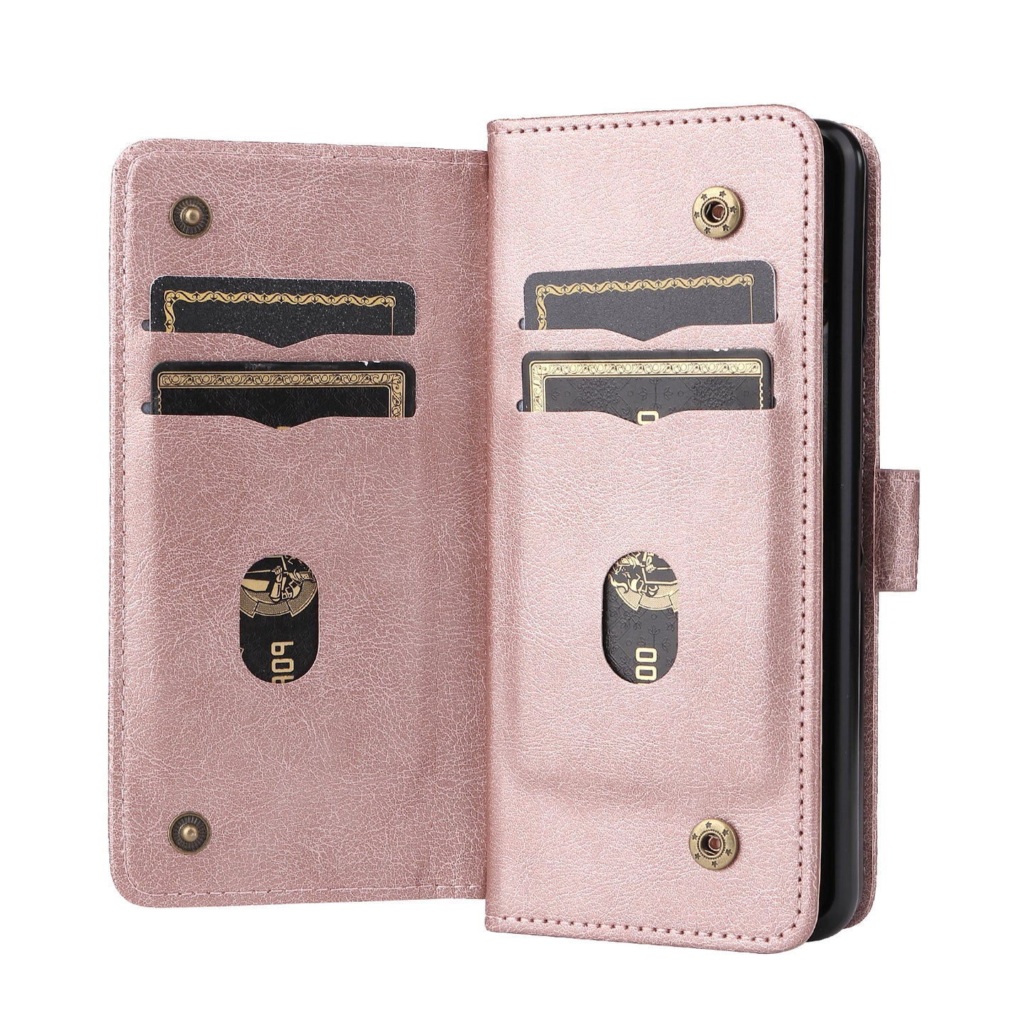 For Samsung Galaxy Z Fold3 5G KT Multi-functional Series-1  Fall-resistant 10 Card Slots Design Foldable Stand Leather Phone Cover Wallet Shell