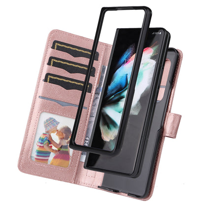 For Samsung Galaxy Z Fold3 5G KT Multi-functional Series-1  Fall-resistant 10 Card Slots Design Foldable Stand Leather Phone Cover Wallet Shell